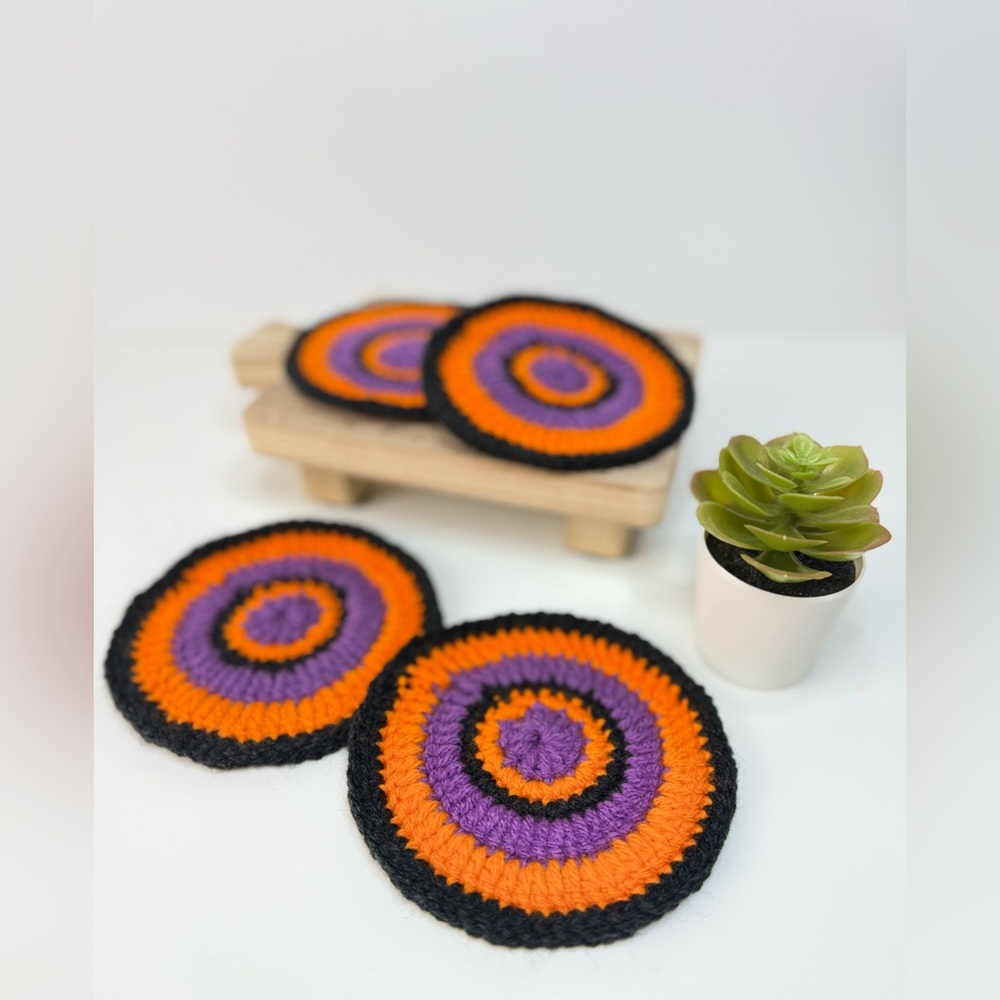 Handcrafted Crochet Fall Coasters Set of Four